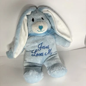 Dan Dee Jesus Loves Me blauer Hase singend Plüschtier Puppe Hase SELTEN 18 Zoll großes Ohr - Bild 1 von 8