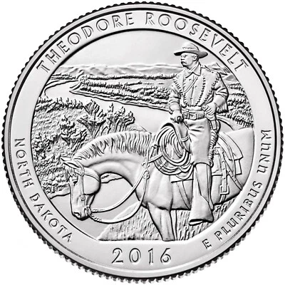 2016 D Theodore Roosevelt NP Quarter.  Uncirculated From US Mint roll. - Image 1 of 3