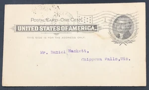 1899 UX14 Franklin Postal Card Postcard Eua Claire WI Flag Cancel - Picture 1 of 3