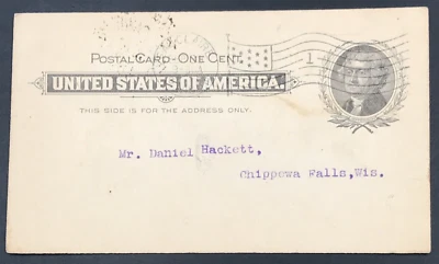 1899 UX14 Franklin Postal Card Postcard Eua Claire WI Flag Cancel - Image 1 of 3
