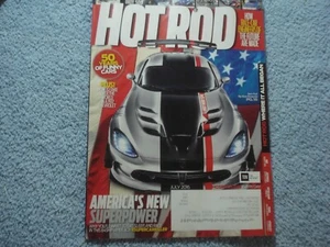 Hot Rod Magazine 2016 July VINTAGE Hot Rods and Custom Cars - Picture 1 of 2