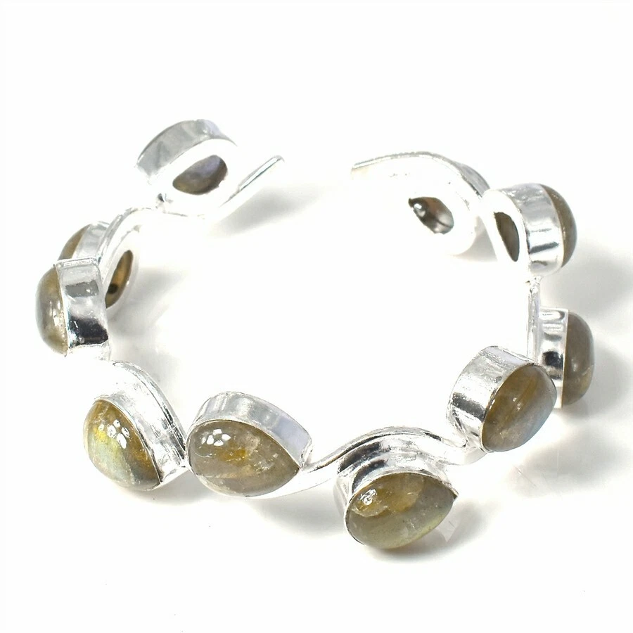 Labradorite  Gemstone 925 Sterling Silver Jewelry Adjustable Cuff Bracelet - Image 1 of 1