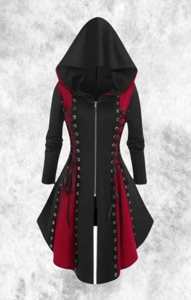 New Black/Red Gothic Zip & Corset Front Light Summer Jacket size 5XL 26 28 30 - Image 1 of 4