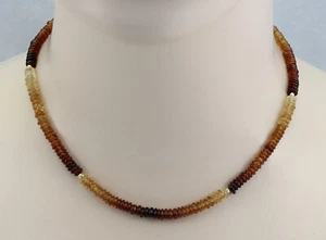 Hessonit Edelstein-Kette - Hessonit-Granat  Zimtstein gelb braun 43,5 cm lang - Bild 1 von 2