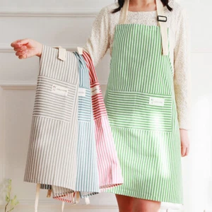 Fashion Housework Breathable Restaurant Kitchen Cotton And Linen Striped Apron - Picture 1 of 15