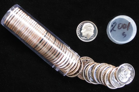 2001-S Proof Roosevelt Dime 50pc Roll Cover