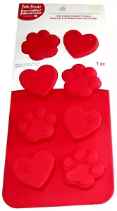 VALENTINSTAG Silikon Süßigkeiten Form ~ KATZE ~ HUND & PFOTENABDRUCK ~ 8 Hohlräume ~ rot - Bild 1 von 1