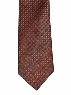 Corbata David Donahue Hombre Naranja Y Azul Geo Patrón Seda Foto 1 de 4