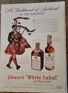 1946 Dewar's white label victoria vat scotch whiskey clan menzies bagpipes ad  - Picture 1 of 1