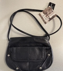 B. Makowsky Black Pebble Leather Small Crossbody Handbag LYON BM13360 New w/tags - Picture 1 of 10
