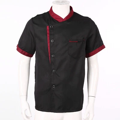 Mens Button Cook Coat Short Sleeve Jacket Kitchen Workwear Cooking Uniforms Tops - Image 1 of 3