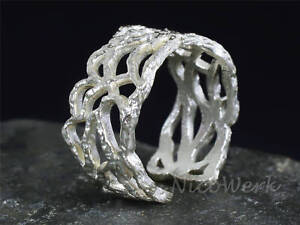 Silberring Filigran Breit Asymmetrisch Durchbrochen Eklatant Ring Silber 925