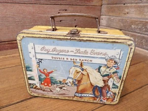 Vintage Roy Rogers, Dale Evans, Double R Bar Ranch Lunch Box 1950s, W/Thermos - Picture 1 of 16