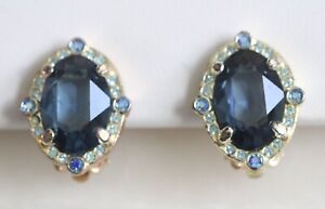 Vintage NOS Swarovski Light Blue Crystal Clip On Earrings