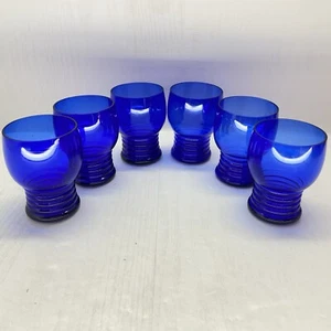 6 Vintage MCM Imperial Glas Shaeffer Kobaltblau Tumbler Gläser 3,5" - Bild 1 von 6