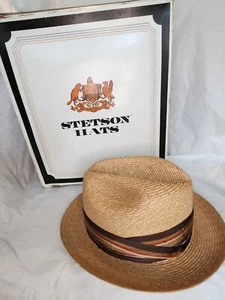 Vintage Stetson Men's Panama Fedora Straw Hat ORIGINAL BOX 6 7/8 - Picture 1 of 5