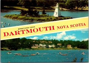 Postcard Nova Scotia Greetings from Dartmouth NS Coastal Banner Dual View - Picture 1 of 2