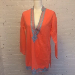 Ondademar embroidered tunic top swim cover orange blue small - Picture 1 of 8