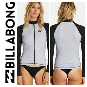 BNWT BILLABONG WOMENS CORE LONG SLEEVE RASHGUARD SMALL (8) RRP $79.99 (STRIPE) - Picture 1 of 3