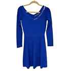 Liu Jo blue knit long sleeve skater dress with zipper neckline SZ S