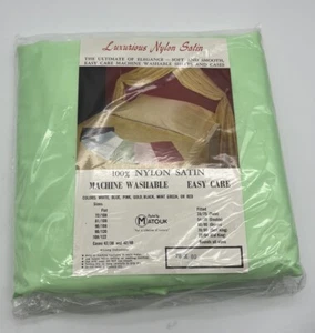 Ropa de cama vintage Matouk 100 % nailon satinado ajustada 78x80 doble king verde menta nueva de stock - Imagen 1 de 3