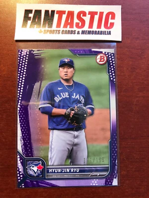 2022 Bowman #27 Hyun-Jin Ryu Purple Parallel /199 Toronto Blue Jays - Image 1 of 2