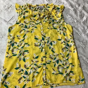 old navy yellow floral sleeveless blouse size small - Picture 1 of 11