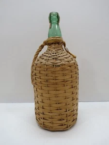 EMPTY 14 INCH WICKER WRAPPED GLASS BOTTLE TIKI HUT BAR (855B) - Picture 1 of 6