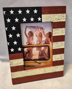 Nielson Bainbridge Rustic Wooden American Flag Picture Frame 4"x6" Photo-NWT - Picture 1 of 4