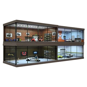 US Diorama 1:64 Garage Model LED Lighting Parking Lot Model Cars Display Case US - Picture 1 of 115