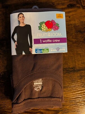 Nuevo Top Fruit Of The Loom Waffle Crew Mujer Grande 12-14 Marrón NUEVO Foto 1 de 2