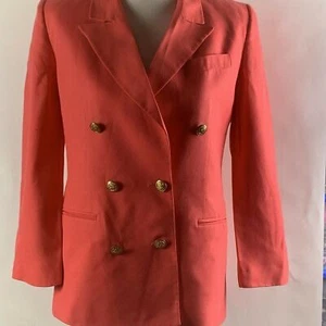 Talbots Women's Classic Double Breasted Blazer Coral Full Line Linen 4P - Picture 1 of 8
