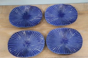 Set Of 16 Bombay Optic Canape Plates Cobalt Blue 5.25x7" - Picture 1 of 6