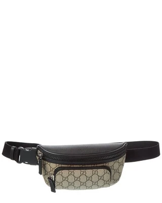 Bolso cinturón Gucci grande Gg Supreme de lona y cuero negro para mujer Foto 1 de 4
