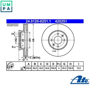 2x BRAKE DISC 24.0120-0251.1 FOR KIA G3LA/G3LD/G3LC 1.0L 3cyl MORNINGG4LA 1.2L - Picture 1 of 10