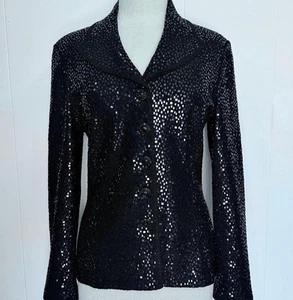 Gorgeous St John Evening Jacket black with paillettes all over NWOT size 6 - Picture 1 of 5