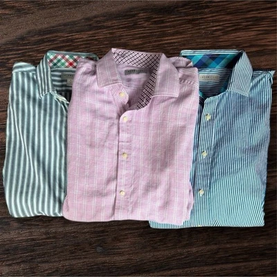 Lot x3 Jack Stone Thomas Dean Men’s Long Sleeve Button Down Sz XL Cotton Shirts - Image 1 of 4