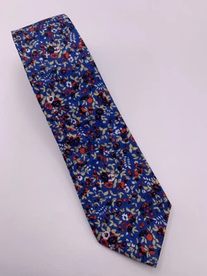 Corbata J.Crew The Silk 100 % seda estrecha delgada abstracta azul y roja Foto 1 de 4