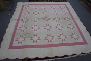 Vintage Cotton Handmade Ohio Star Quilt Queen 84" x 80" - Picture 1 of 9