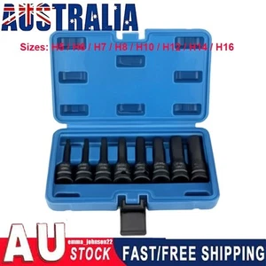 8Pc 1/2" Impact Hex Socket Drive Bit Metric Set H5-H16 Allen Key Torx with Case - Picture 1 of 10