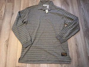 Camisa Polo Aeropostale Para Hombre Mediana Gris/Blanco Rayas Manga Larga Cuello Nueva con Etiquetas - Imagen 1 de 9