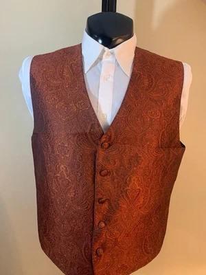 🔥Men's Waistcoat Paisley Floral Solid / Vest Formal, Dress, Wedding, Prom /L - Image 1 of 4