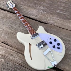 Guitarra Eléctrica 12 Cuerdas Cuerpo Semi Hueco, Color Blanco Crema, Cordal Trapecio - Imagen 1 de 8