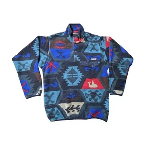 Patagonia Synchilla Snap Front Fleece Pullover Sweater Geometric Red Small Men - Picture 1 of 6