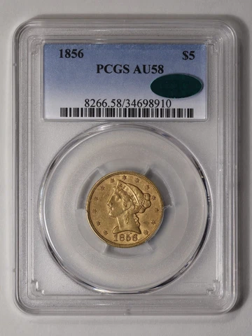 1856 $5 Liberty Head Half Eagle PCGS AU58 (CAC) Cover