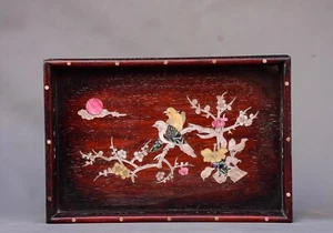 Purple sandalwood inlaid with shell tea tray - Picture 1 of 9