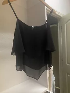 Ekklesia Layered Strapped Chevron Black Crop Top Small - Picture 1 of 6