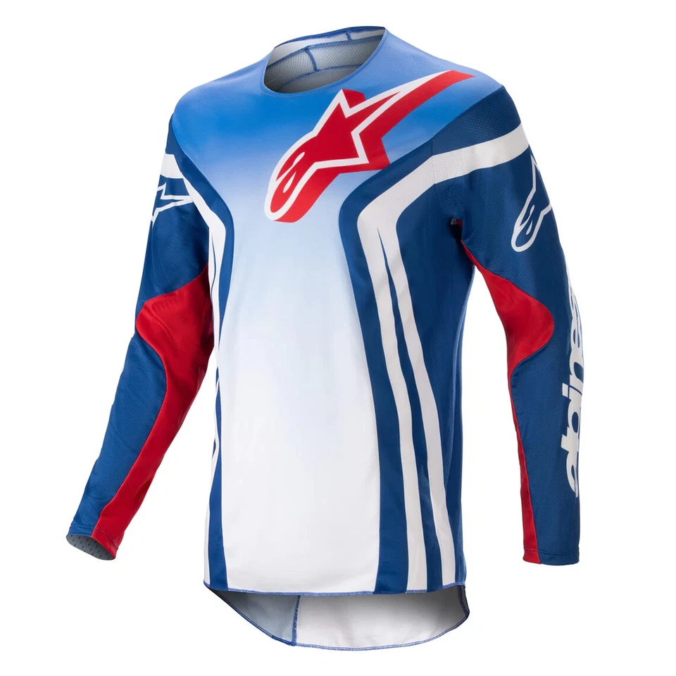Camiseta deportiva todoterreno Alpinestars Racer semi azul y naranja caliente MX para hombre tallas SM - 2X Foto 1 de 2