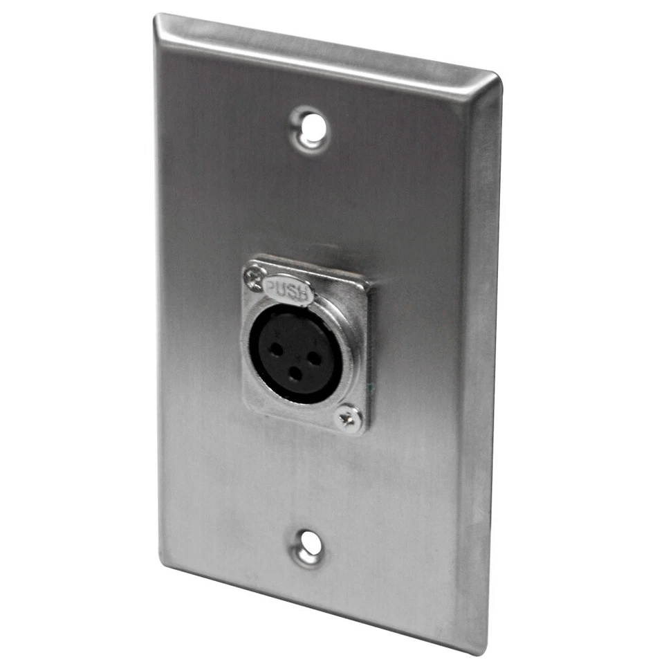Seismic Audio Sa-plate12 Single XLR Female Connector Stainless Steel Wall Plate
