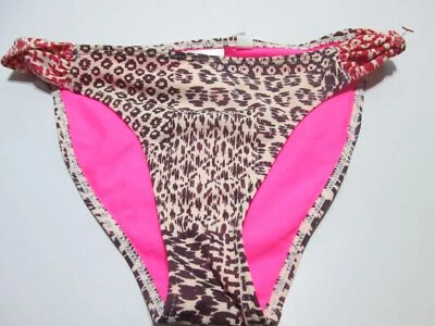 Parte inferior de bikini H&M para mujer talla 4 beige descarado animal estampado acanalado lateral natación Foto 1 de 4